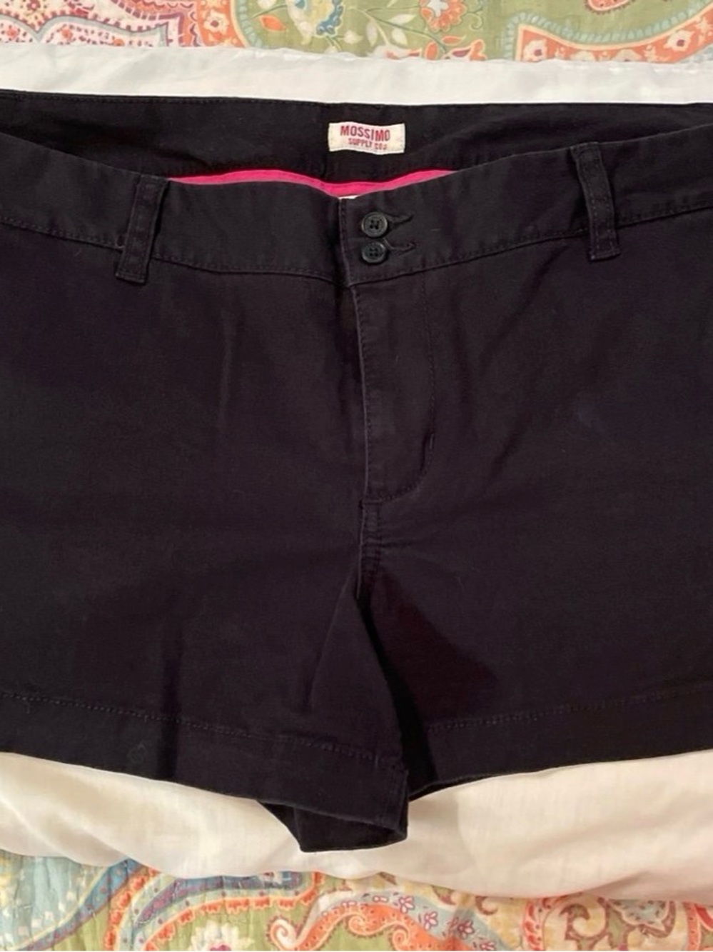Mossimo Supply Co. Black Women's Casual Jean Shorts with Pink Waist Trim